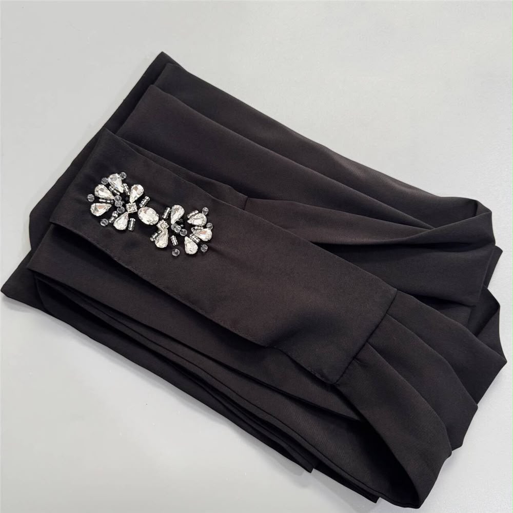 Noir Crystal Fringe Maxi Dress