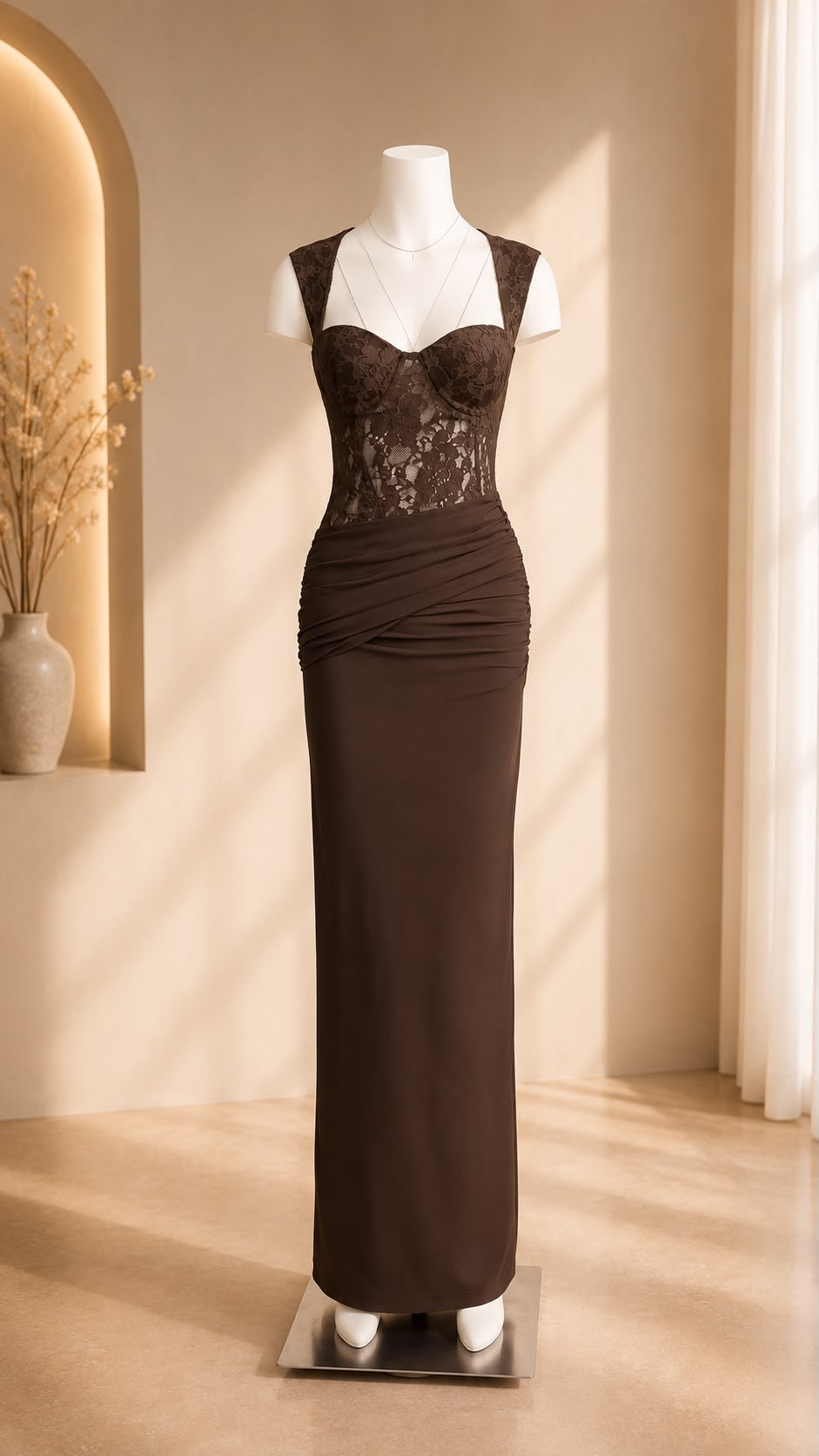 Veloura Lace Cut-Out Maxi Dress