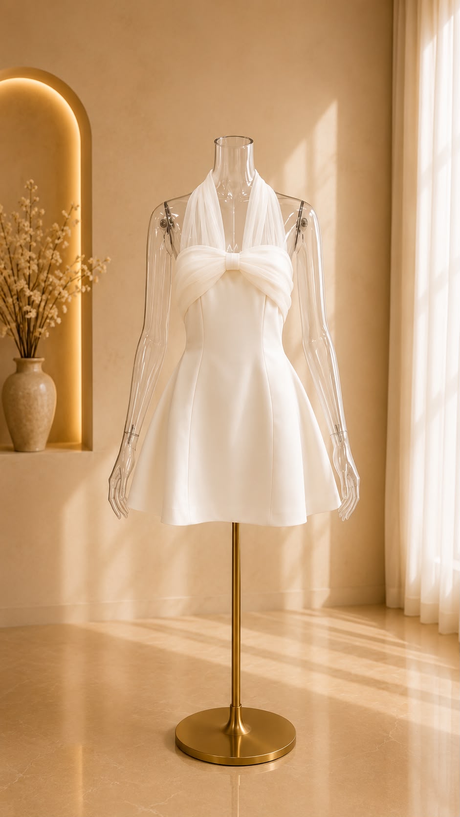 Alina Halter Mesh Mini Dress