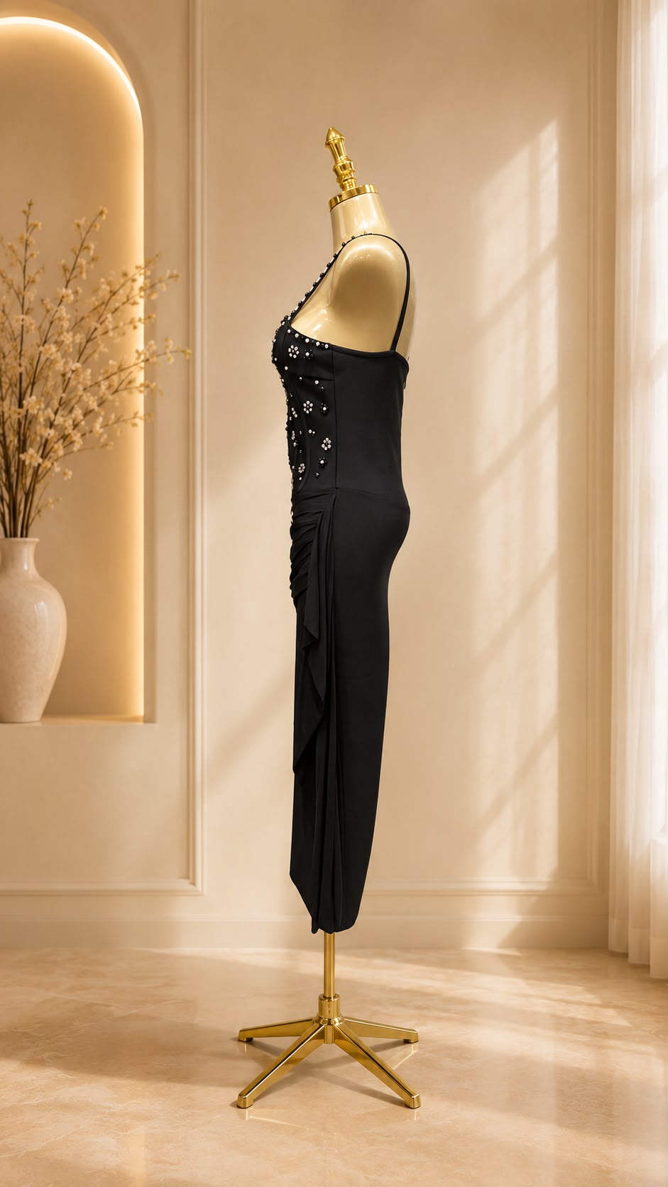 Noir Diamond Slip Maxi Dress