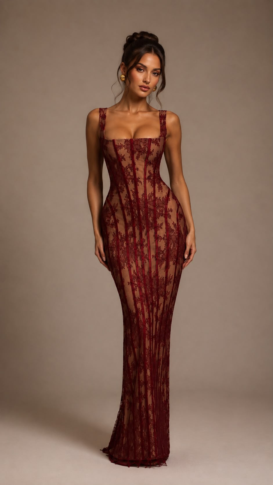 Rosaline Embroidered Fishtail Maxi Dress