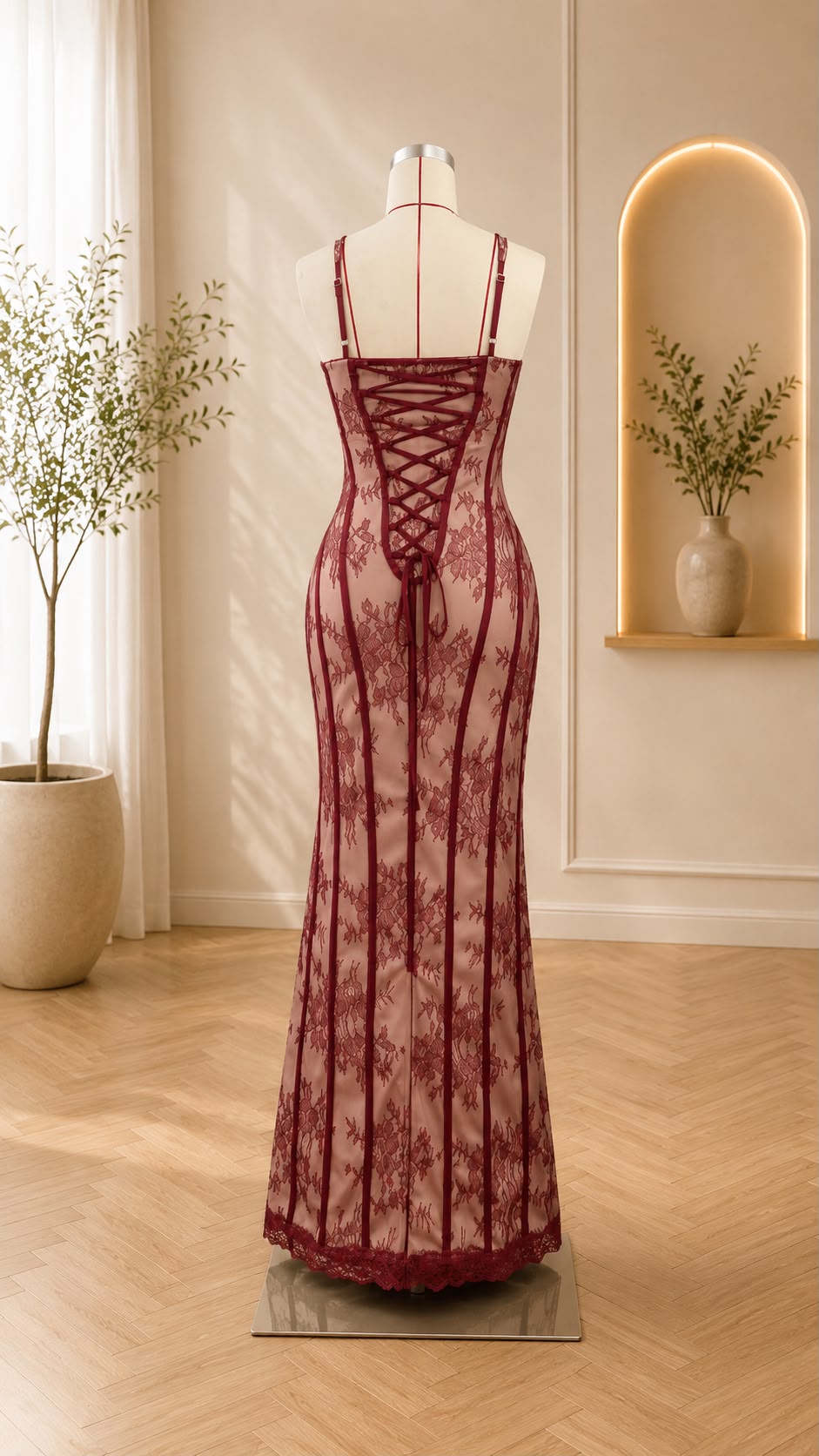 Rosaline Embroidered Fishtail Maxi Dress