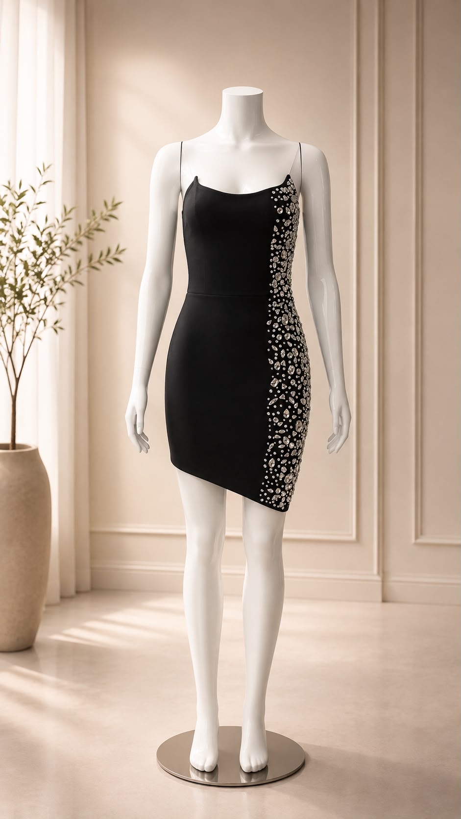 Crystal Panel Strapless Mini Dress