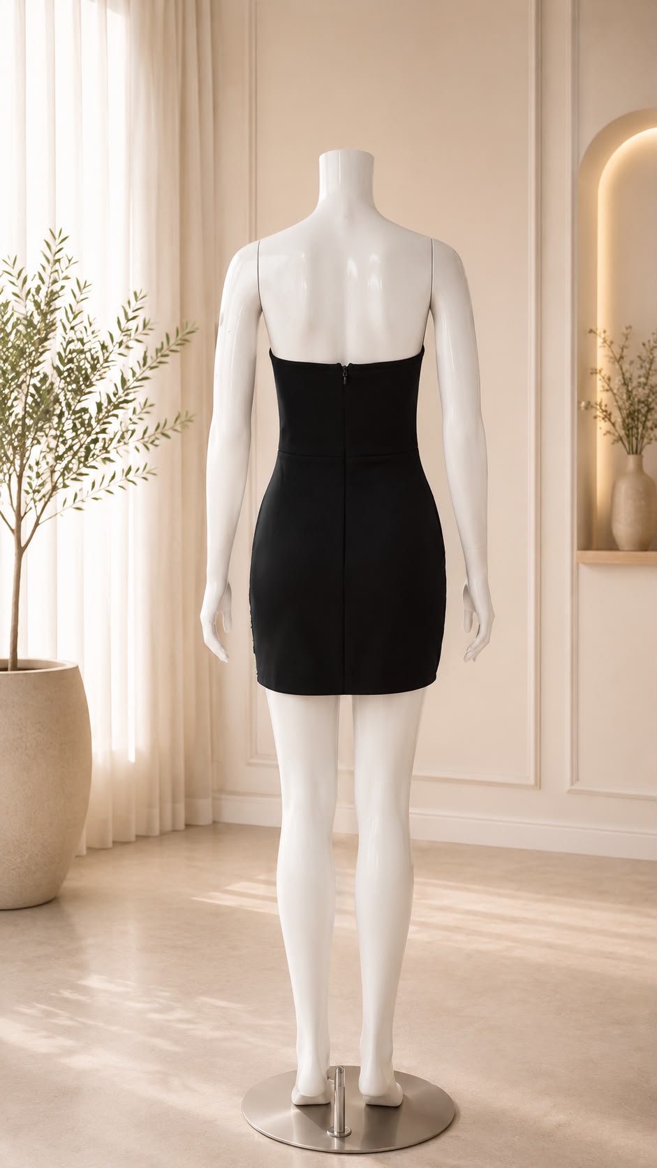 Crystal Panel Strapless Mini Dress