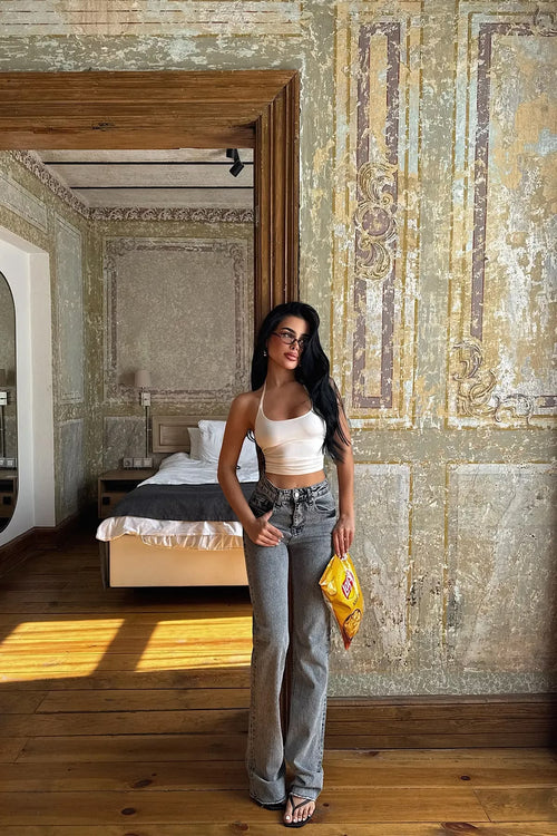 Gray High Waist Jean