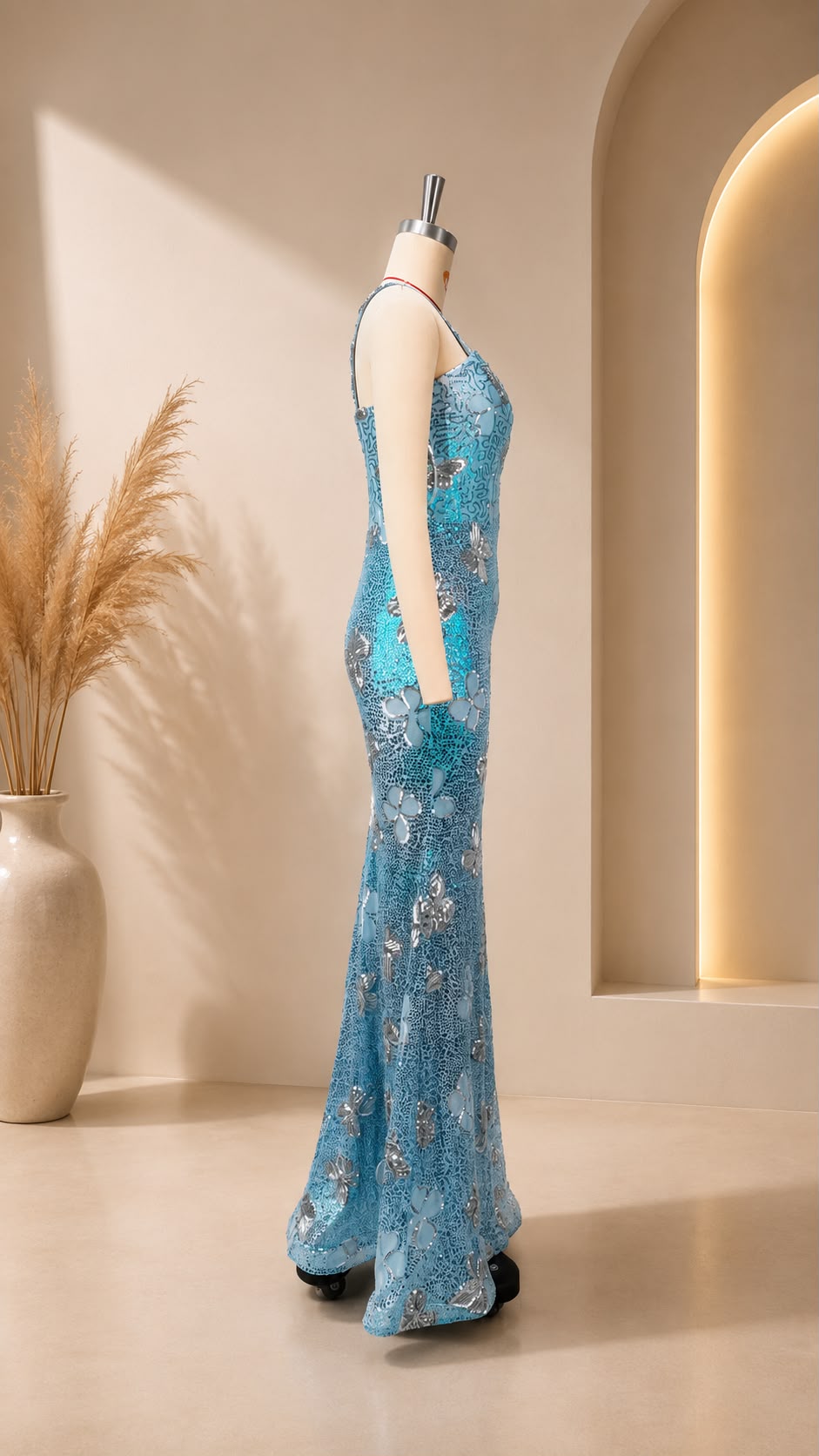 Sequin Butterfly Mermaid Gown