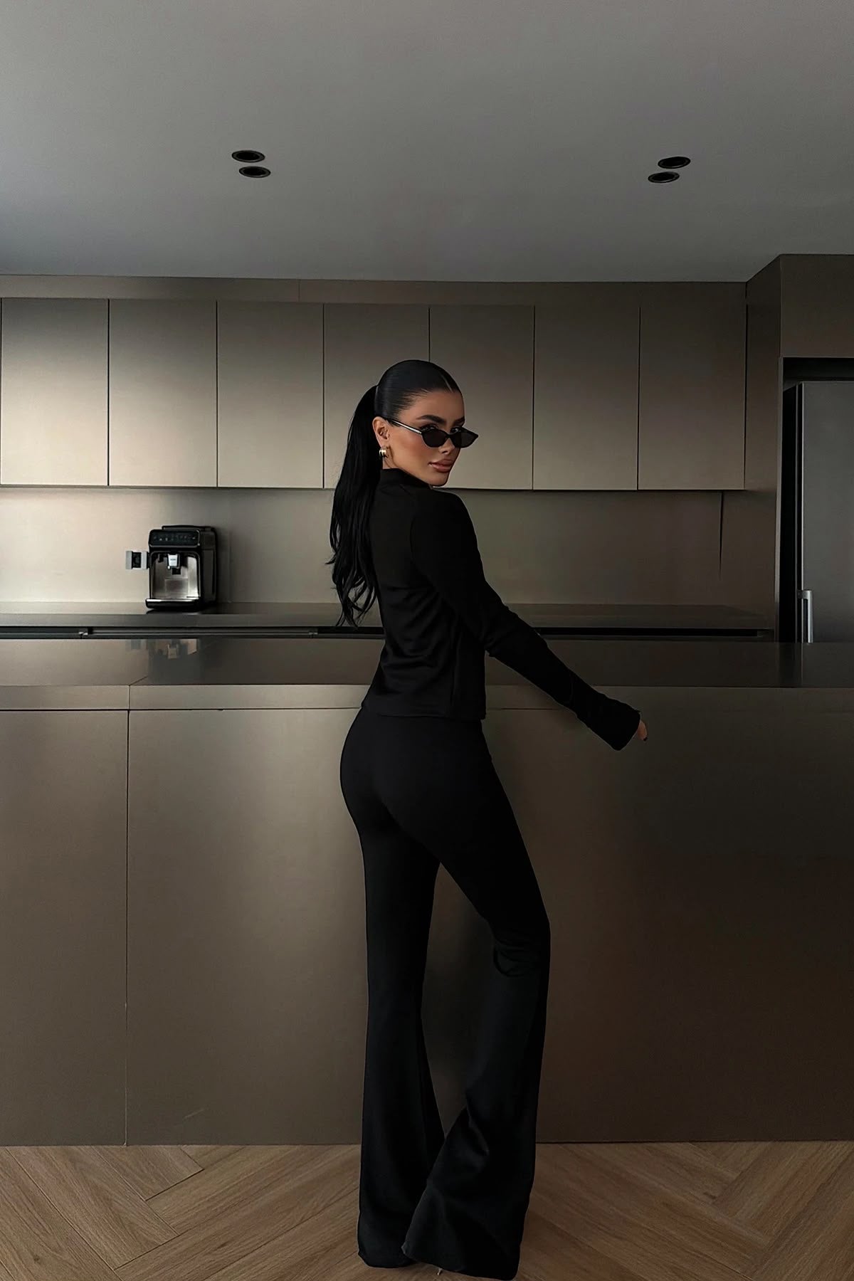 Black Crop Top Suit