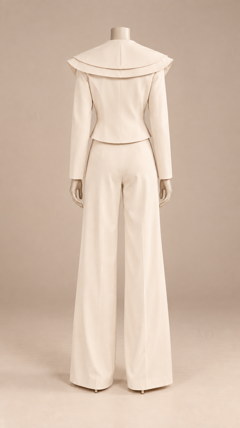 Celeste Wide-Lapel Suit Set — Apricot mannequin back