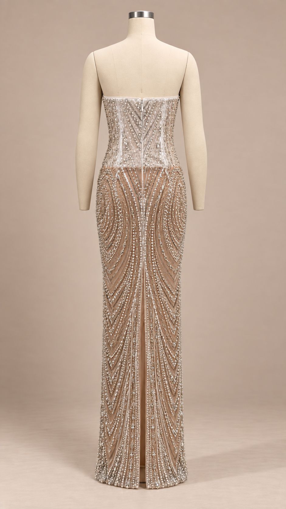 Seraphine Rhinestone Maxi Dress — Apricot mannequin back