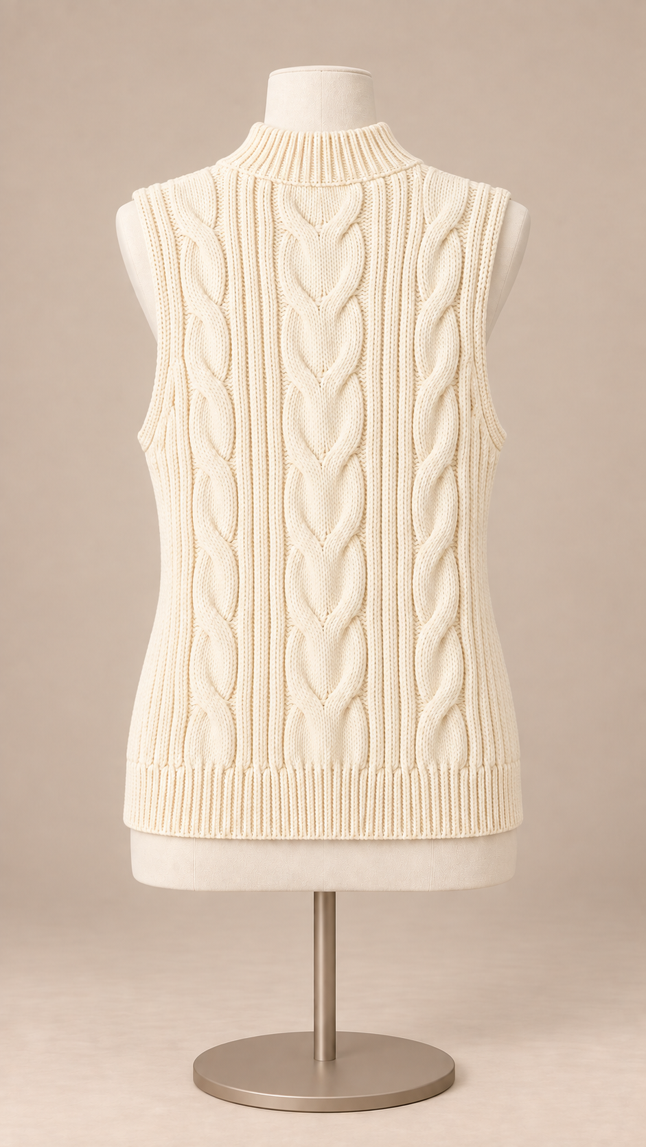 Sidonie Cable Vest — Apricot mannequin back
