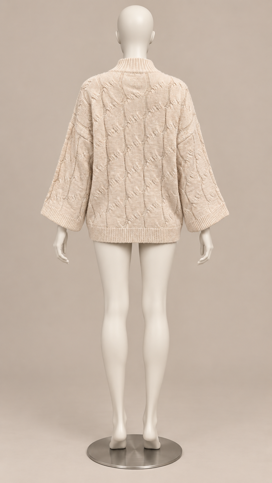 Bettina Cable Sweater — Apricot mannequin back