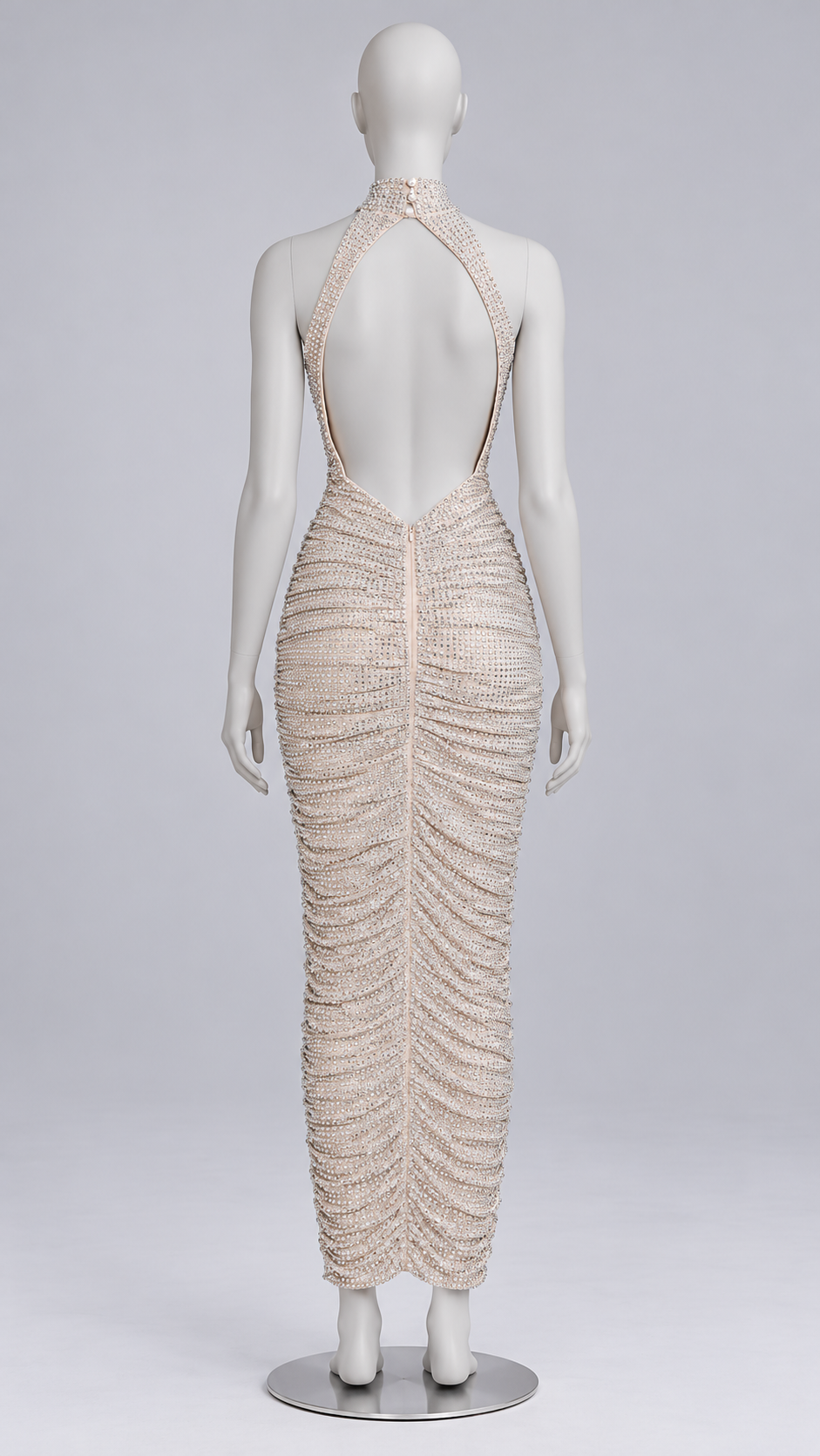 Odile Diamante Halter Maxi — Apricot mannequin back
