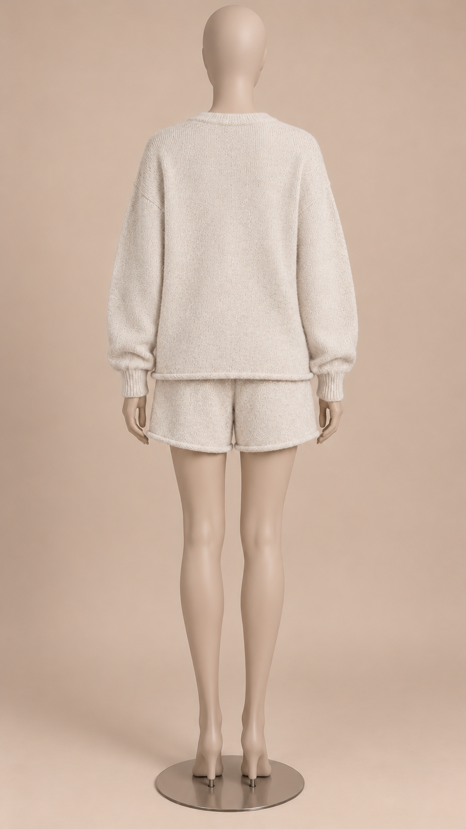 Mafalda Roll-Edge Knit Set — Apricot mannequin back