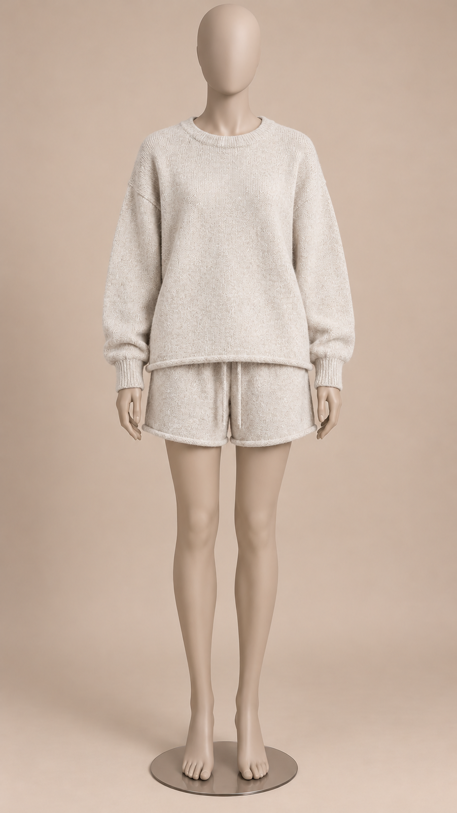 Mafalda Roll-Edge Knit Set — Apricot mannequin front