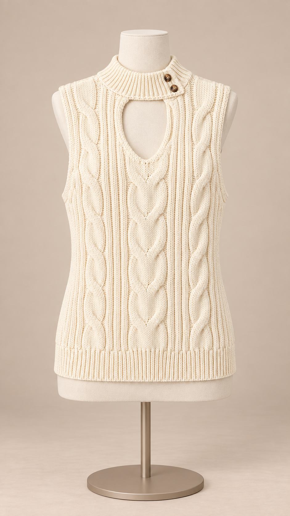 Sidonie Cable Vest — Apricot mannequin front