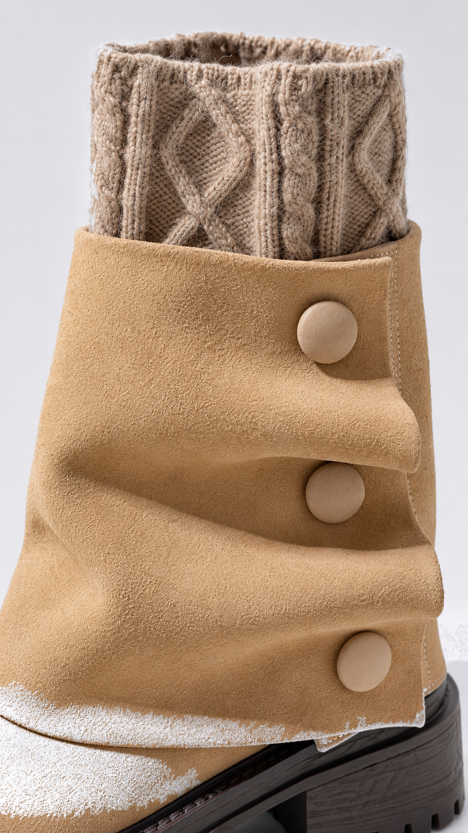 Annabeth Cable-Cuff Ankle Boot — Apricot shoe detail