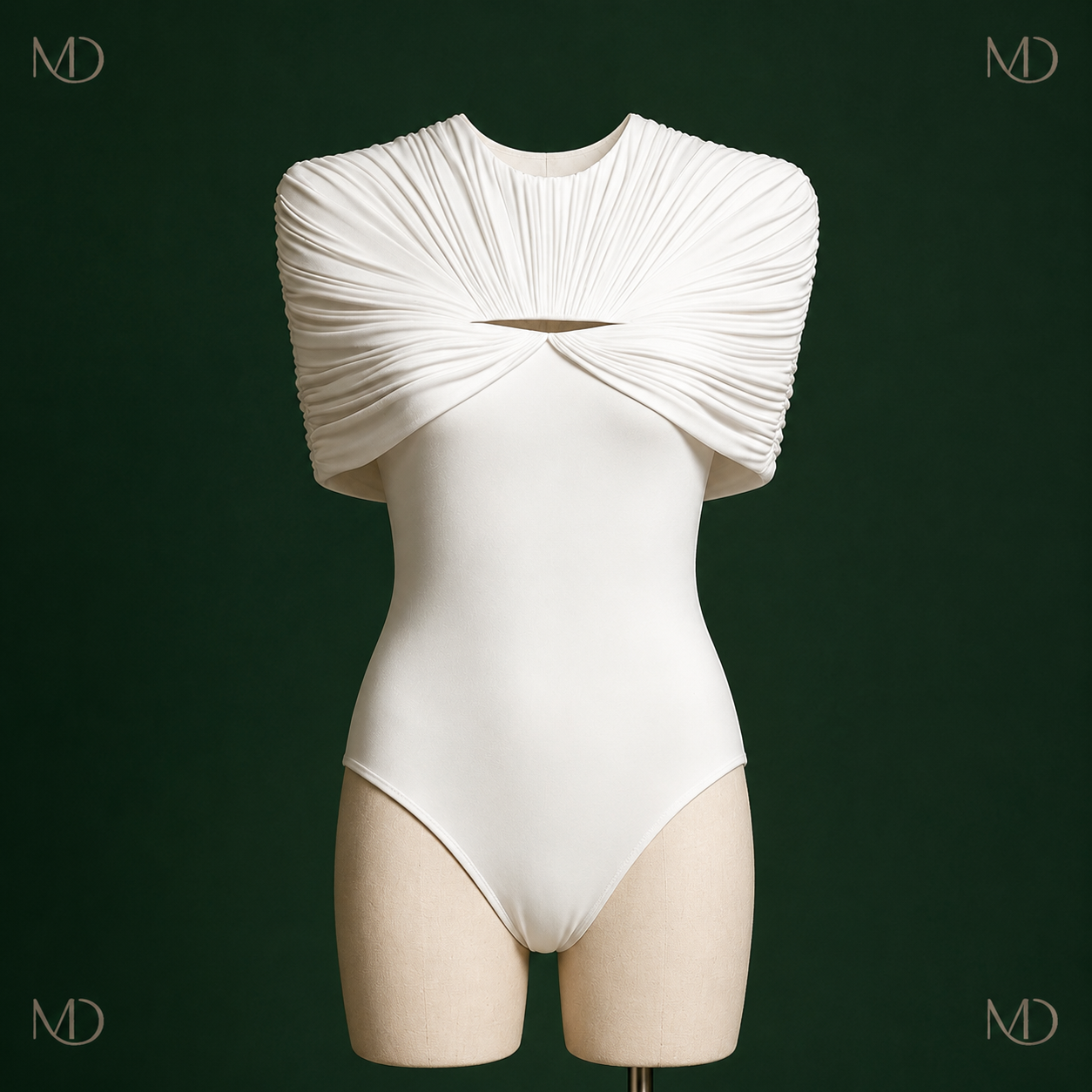 Ariane Draped Bodysuit White front