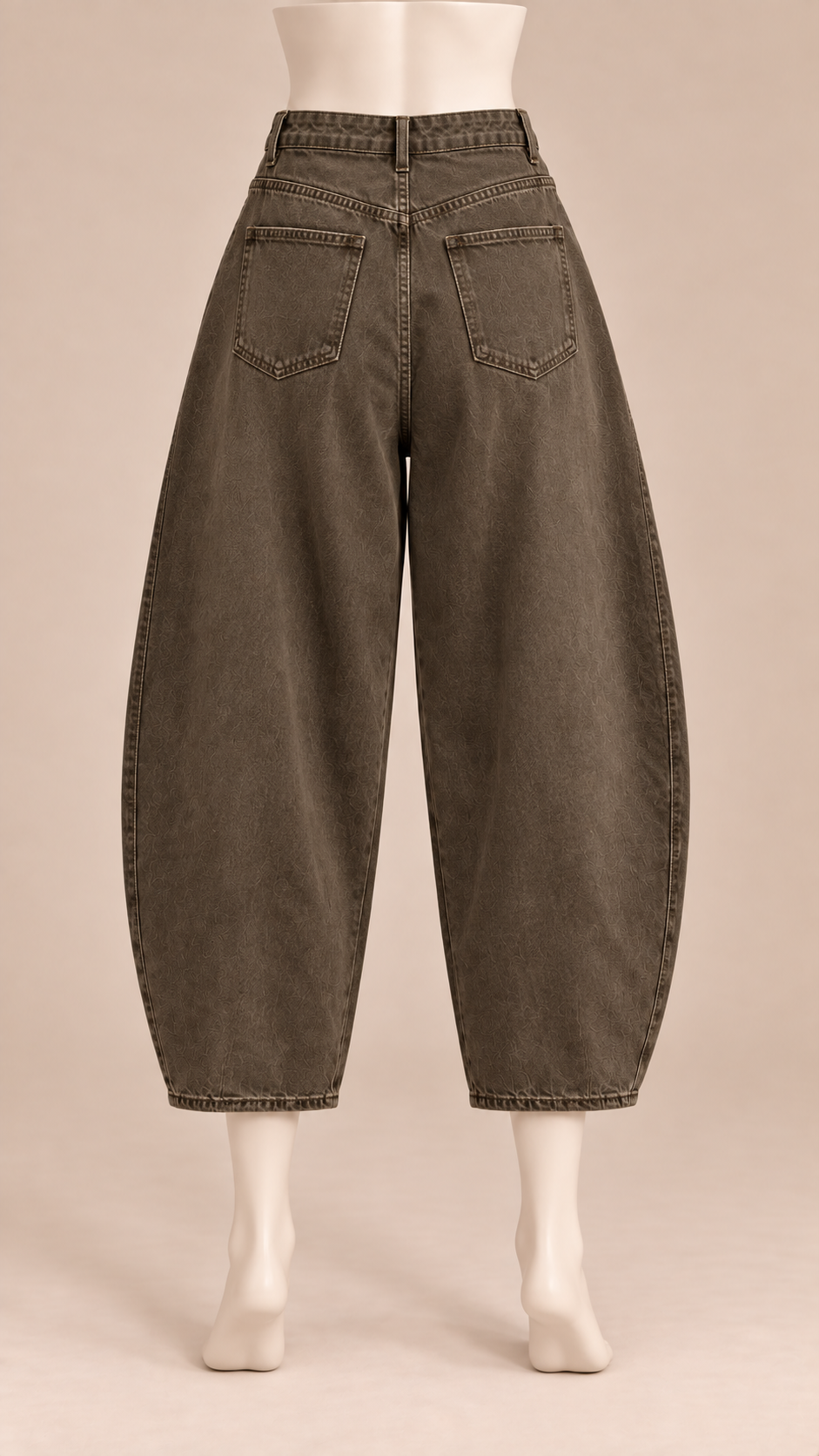 Marlowe Buttoned Barrel Jeans — Army Green mannequin back