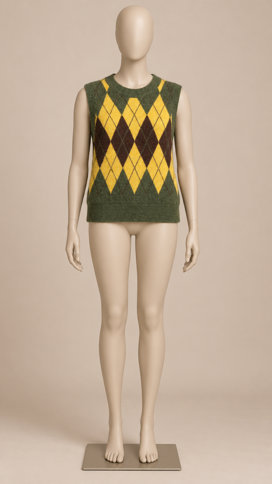 Rosamund Argyle Vest — Army Green mannequin front