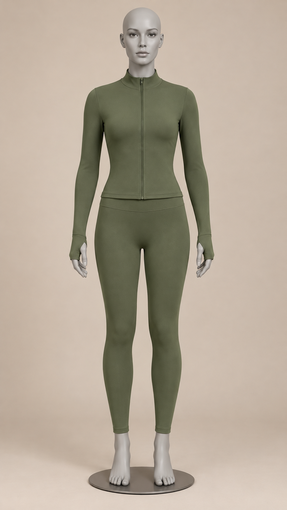Kalinda Thumbhole Active Set — Army Green mannequin front