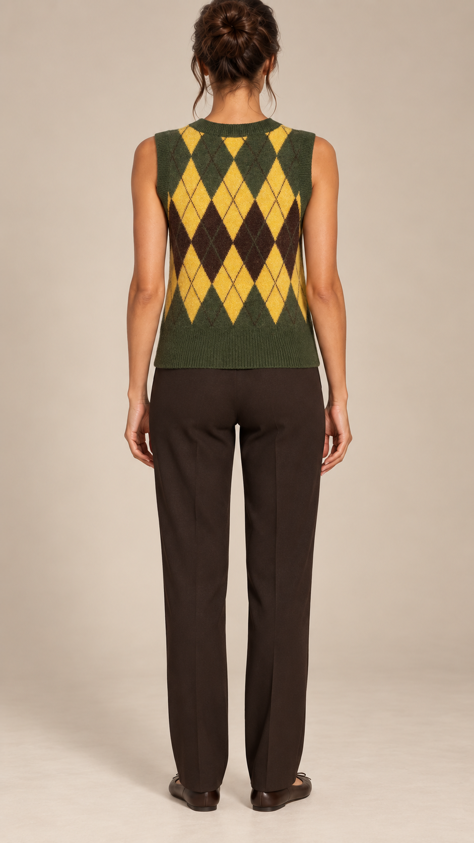 Rosamund Argyle Vest — Army Green model back