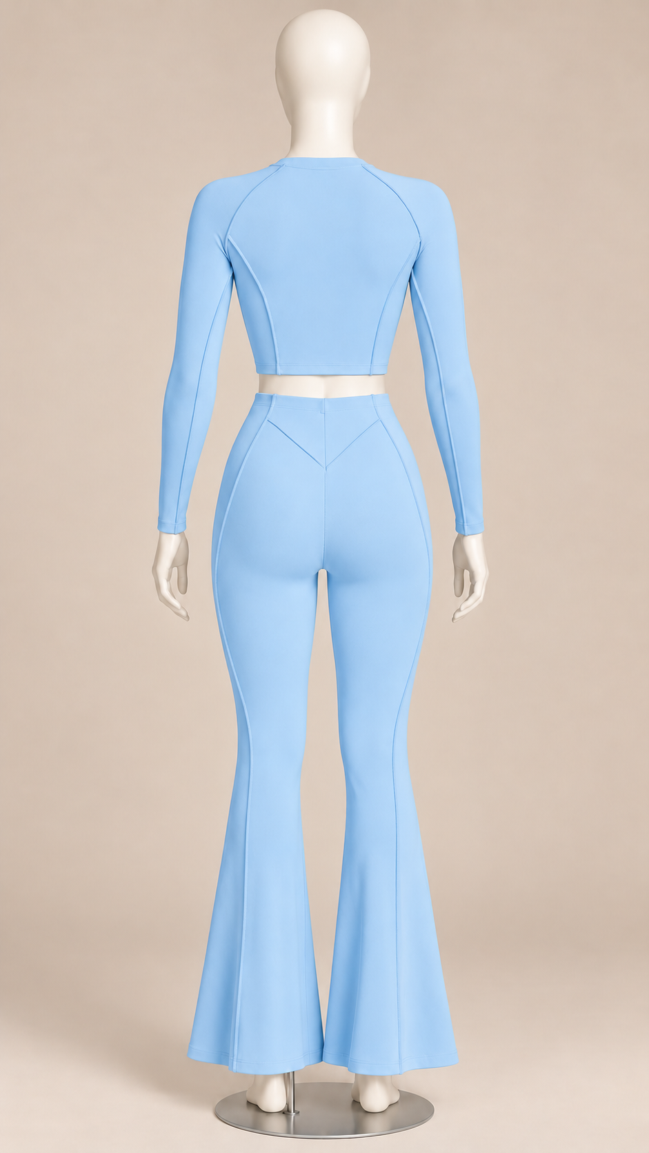 Tindra Seamline Flare Set — Baby Blue mannequin back