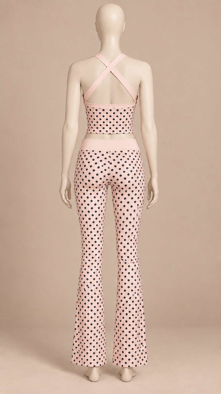 Willa Polka Dot Yoga Set — Ballet Pink Set mannequin back