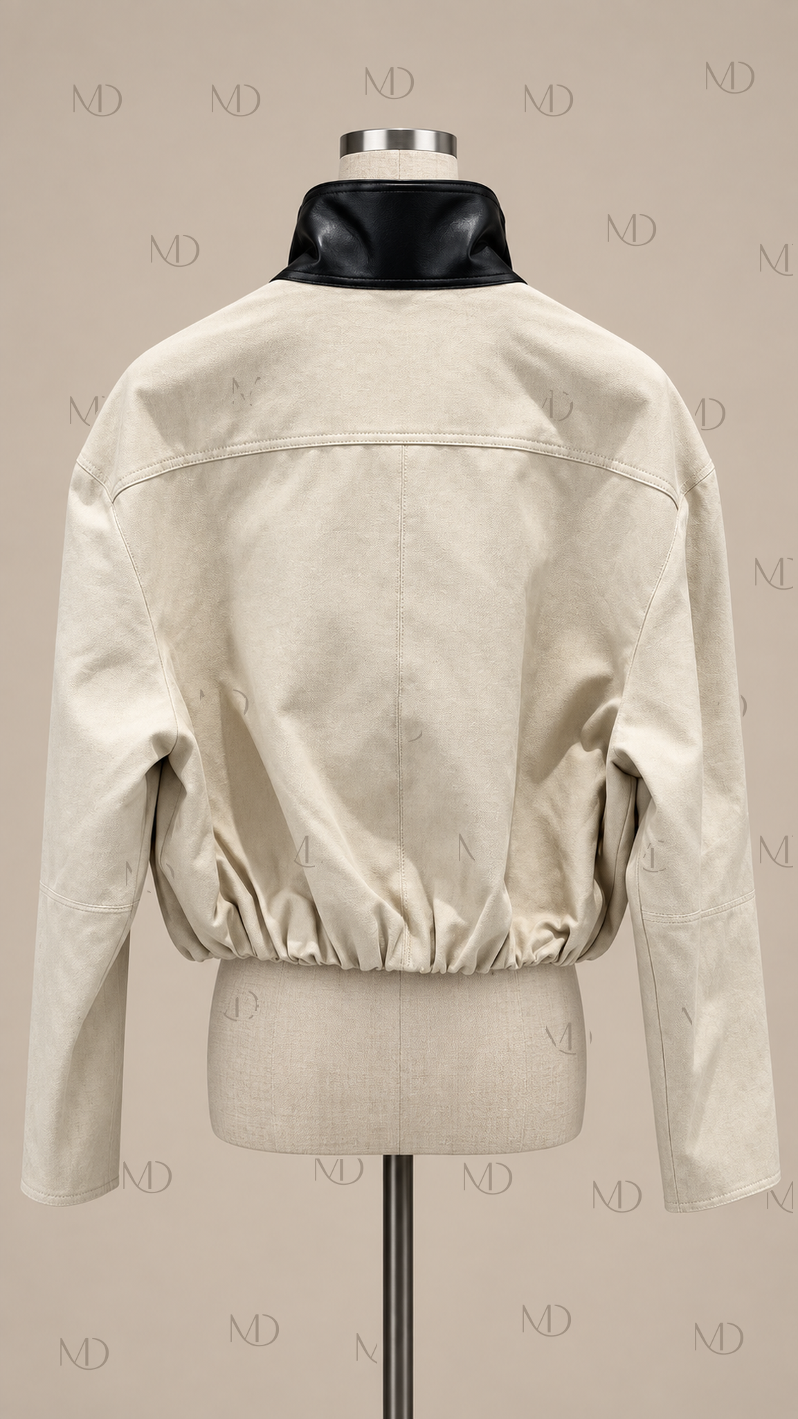 Sloane Contrast Collar Jacket — Beige mannequin back