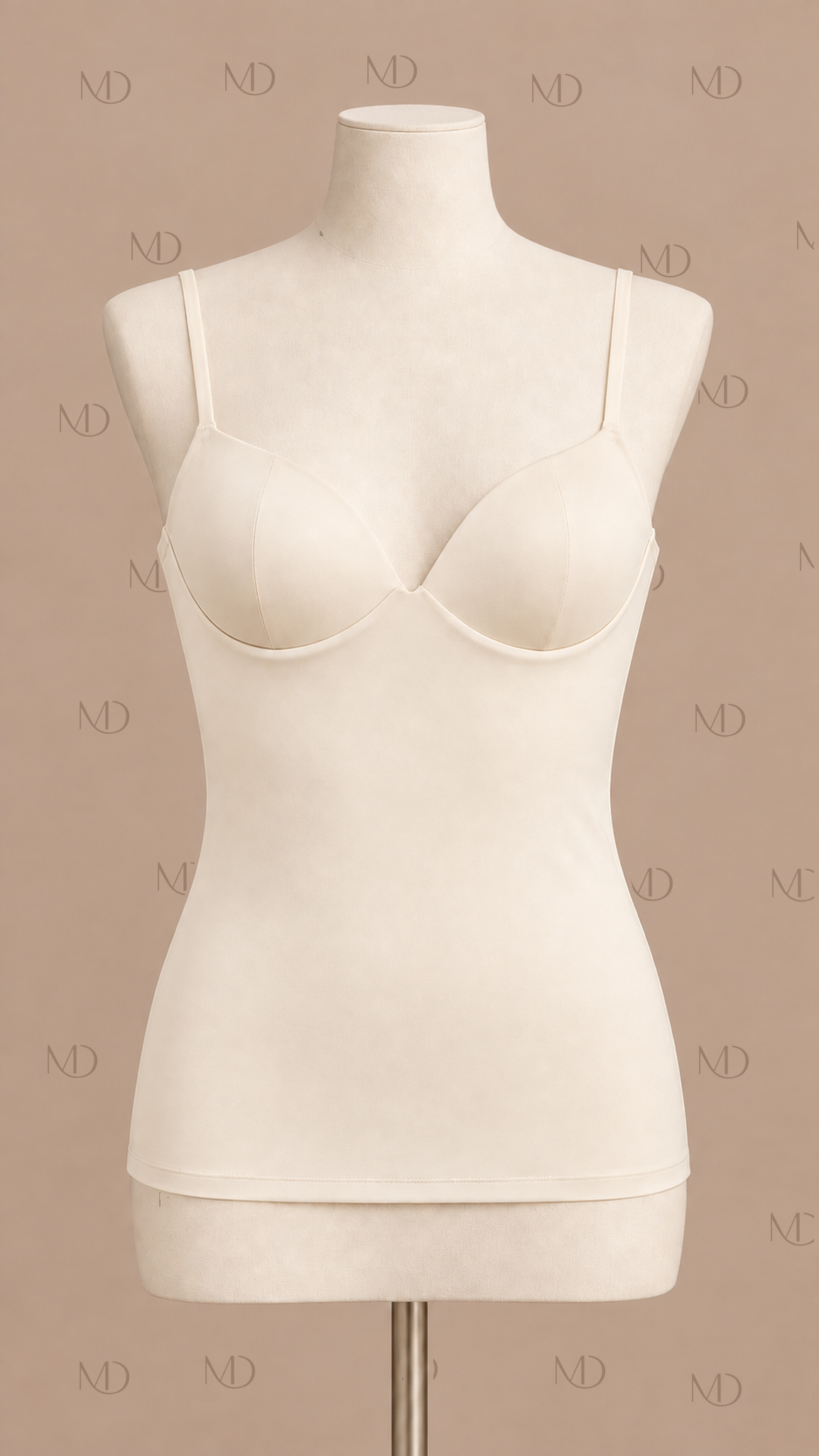 Elise Padded Bustier Cami Top — Beige mannequin front