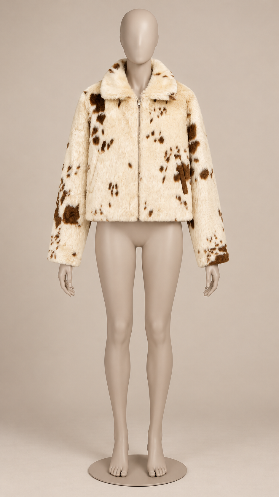 Gaia Dappled Jacket — Beige mannequin front