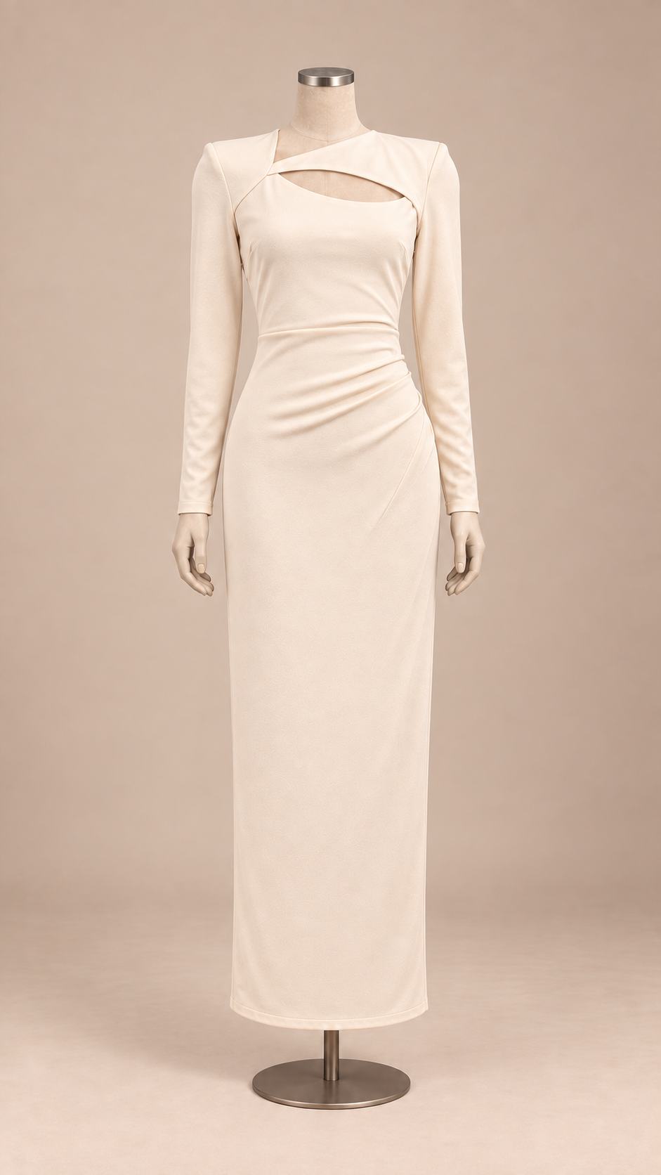 Ysabel Keyhole Maxi — Beige mannequin front