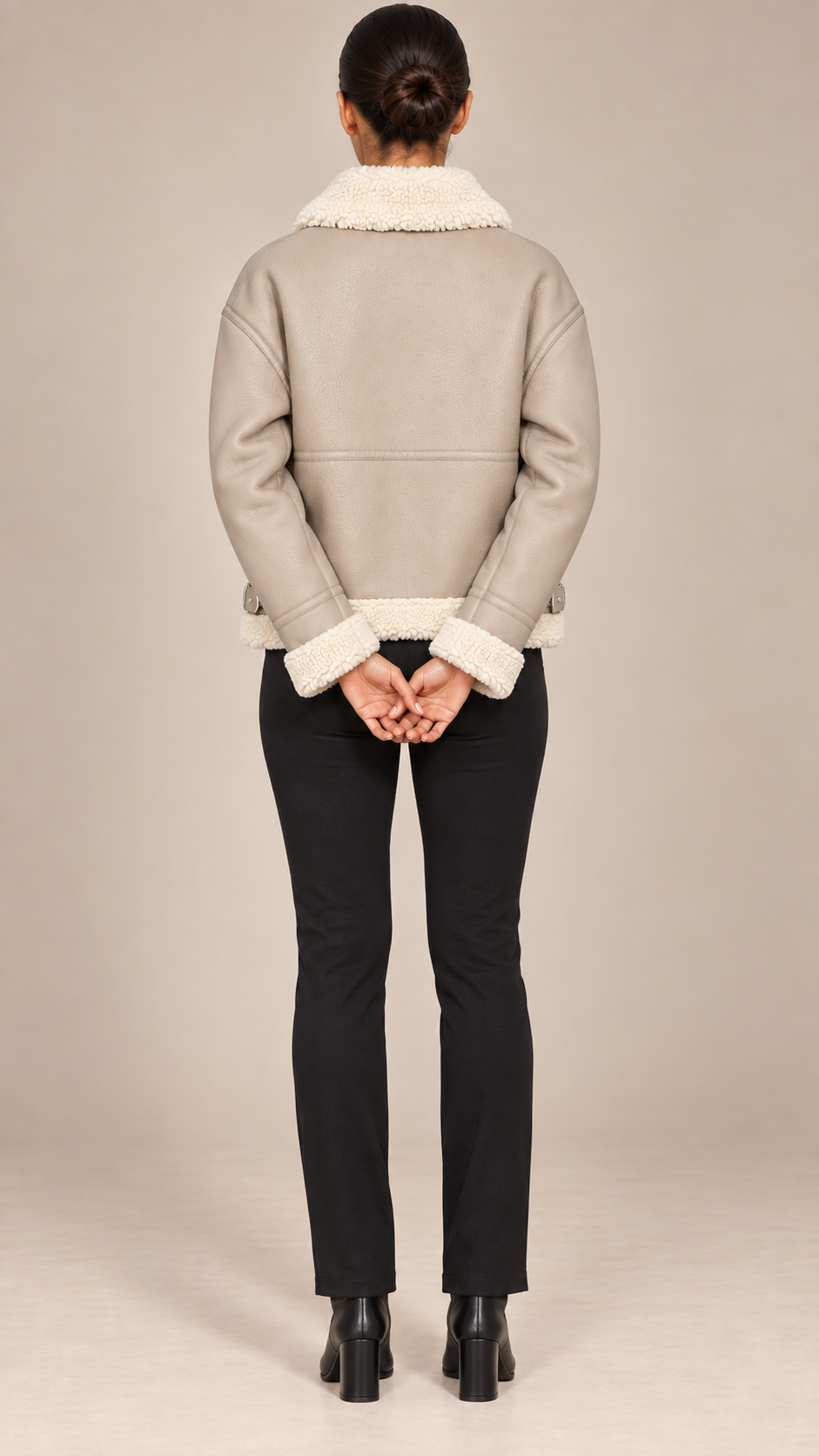 Marguerite Aviator Jacket — Beige model back