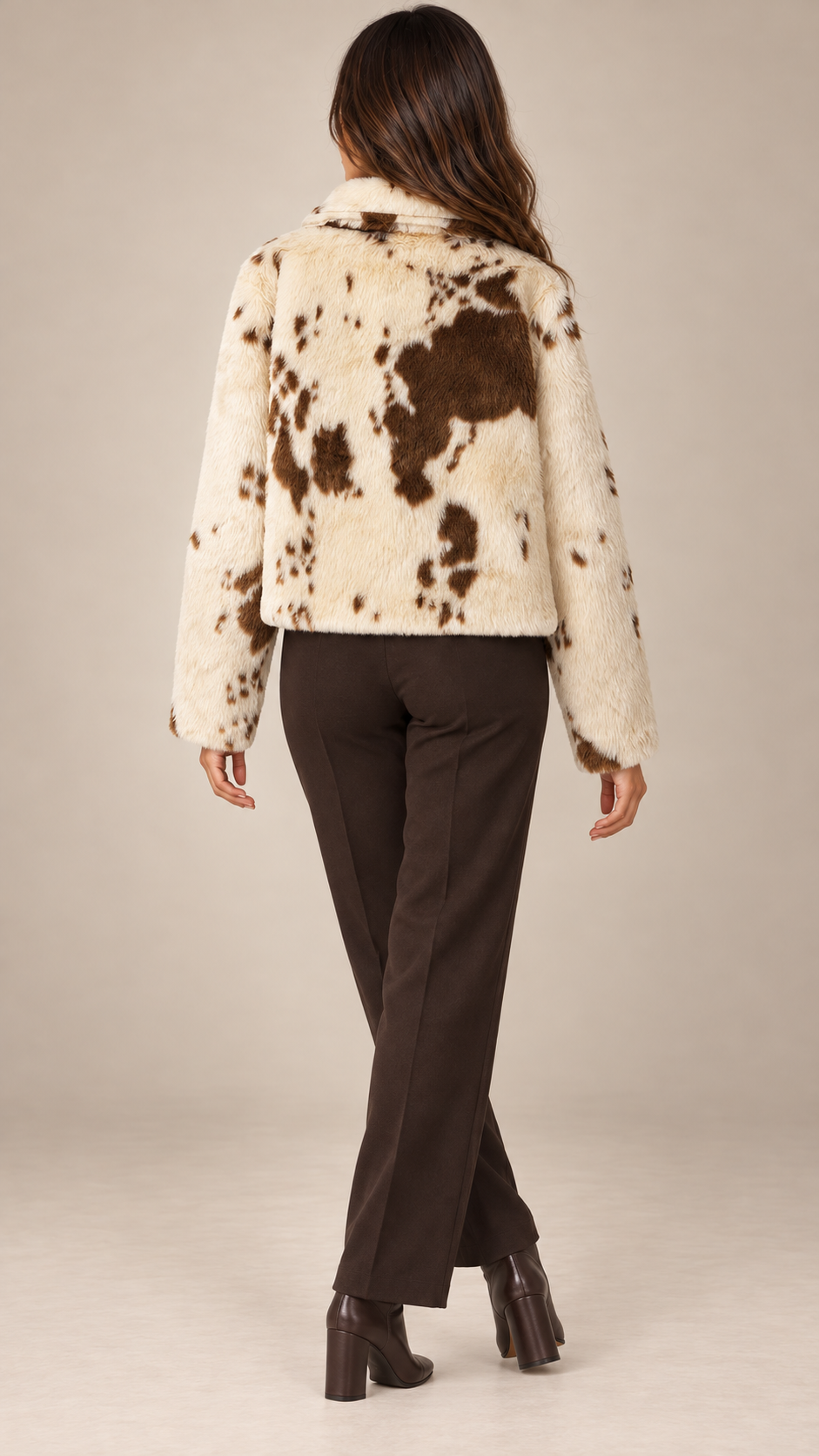 Gaia Dappled Jacket — Beige model back