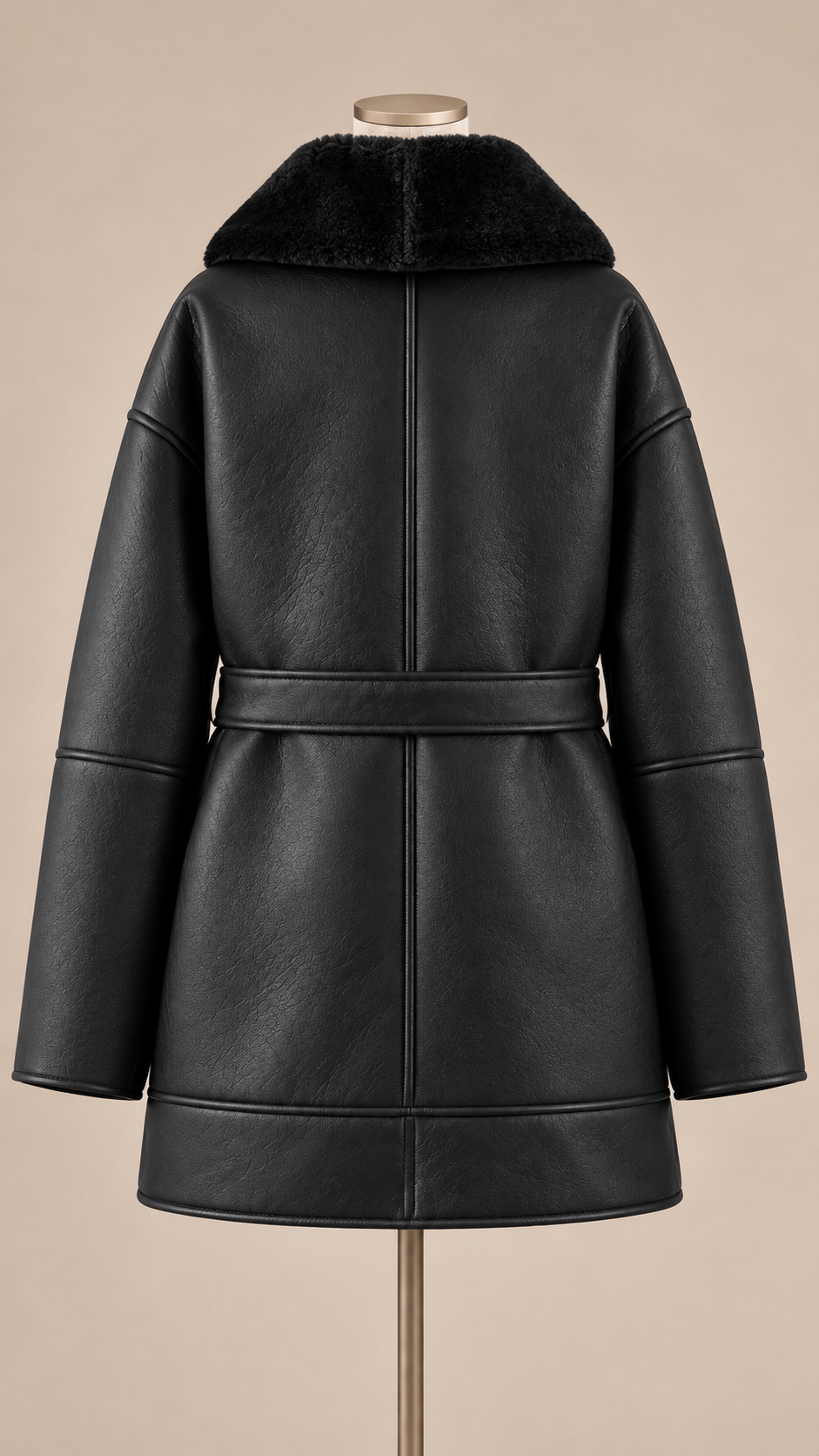 Rhiannon Shearling Coat — Black mannequin back