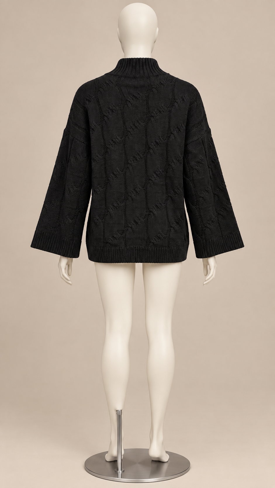 Bettina Cable Sweater — Black mannequin back
