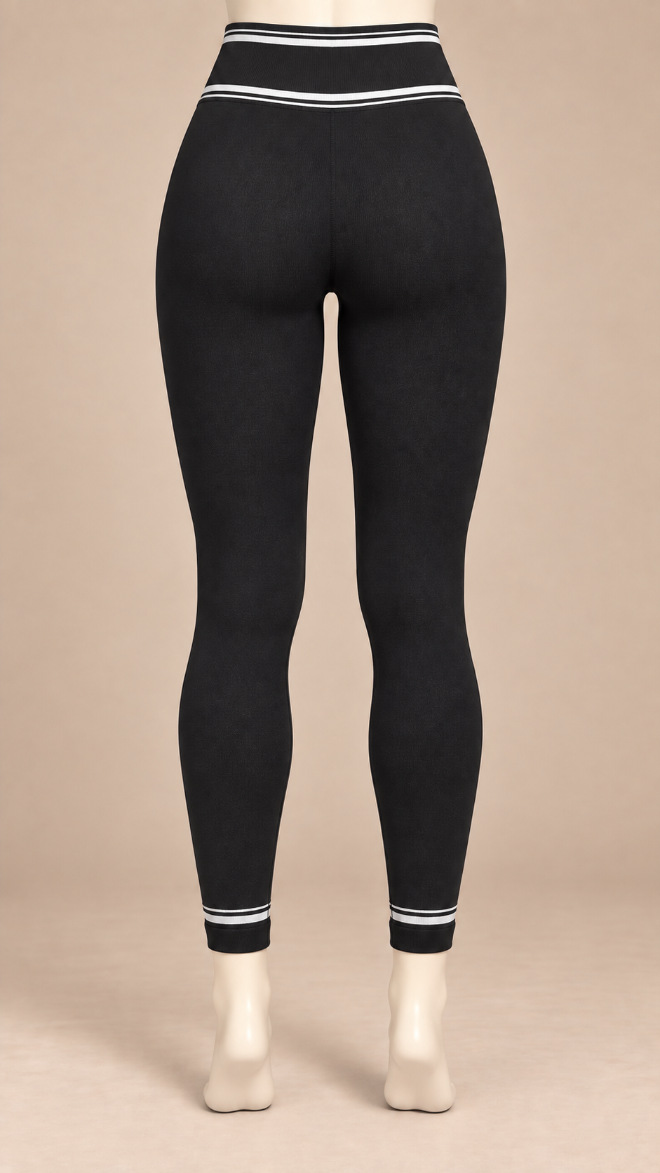 Nova Striped Seamless Leggings — Black mannequin back