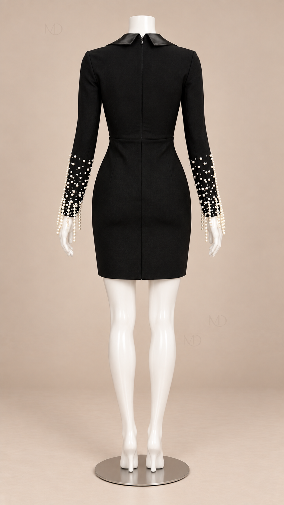 Delphine Pearl Blazer Mini Dress — Black mannequin back