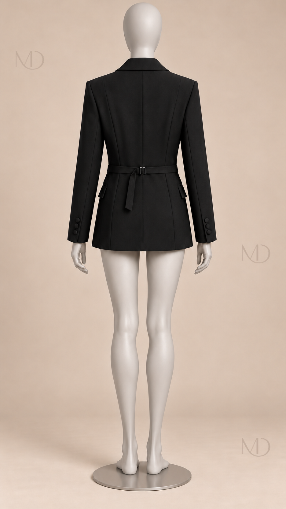 Genevieve Tie-Back Blazer — Black mannequin back