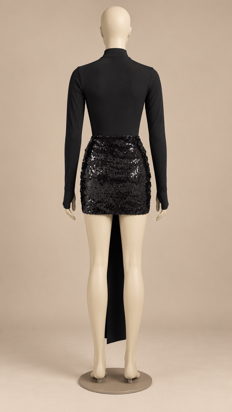 Oriel Streamer Skirt Set — Black mannequin back