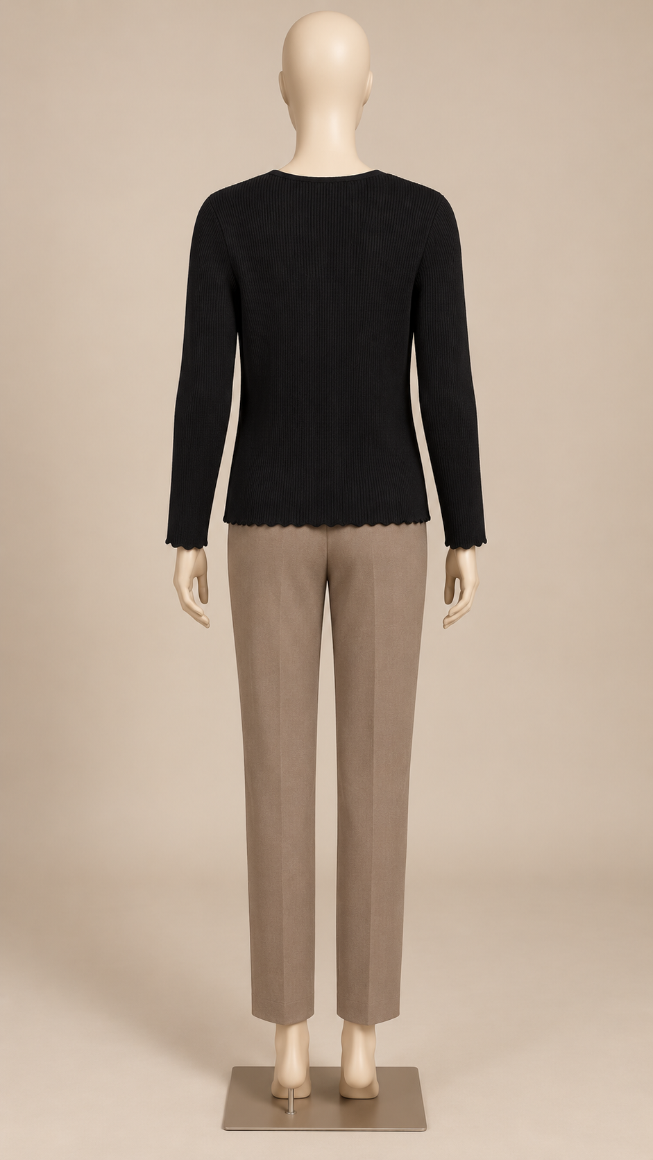 Sigrid Shell-Button Cardigan — Black mannequin back