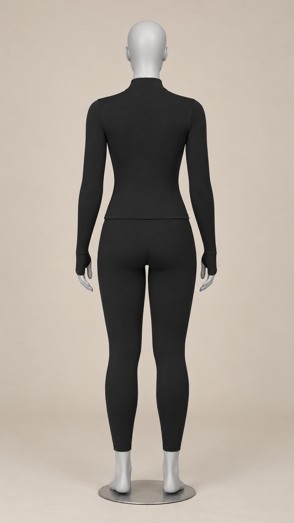 Kalinda Thumbhole Active Set — Black mannequin back