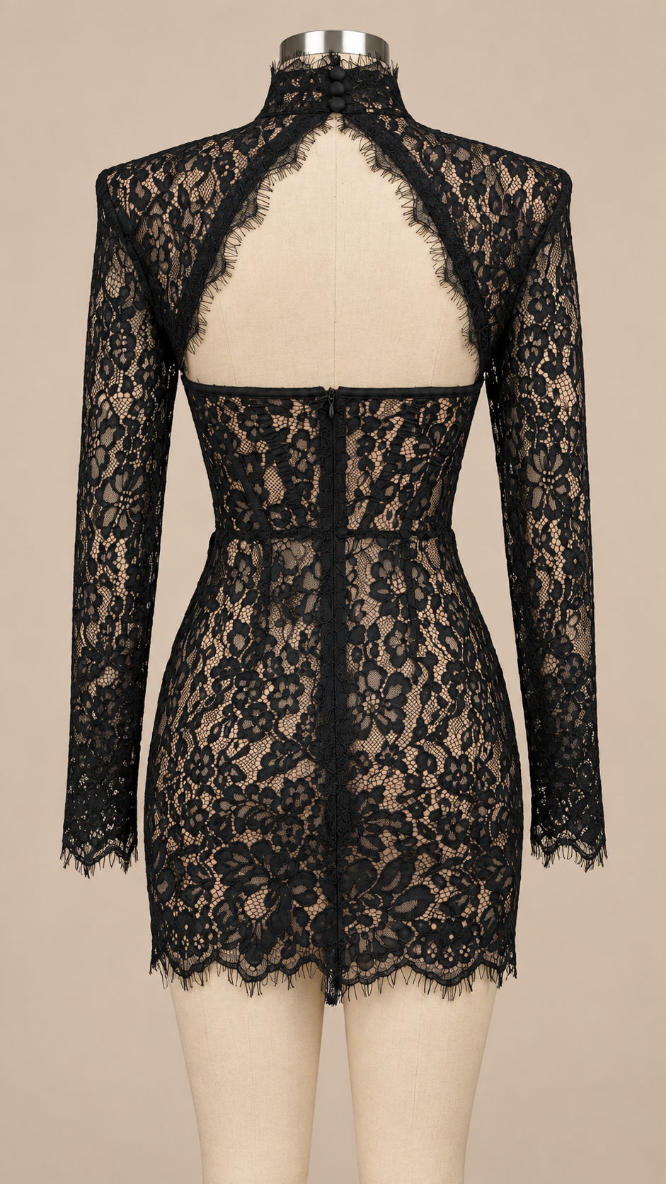 Noelia Lace Corset Mini — Black mannequin back