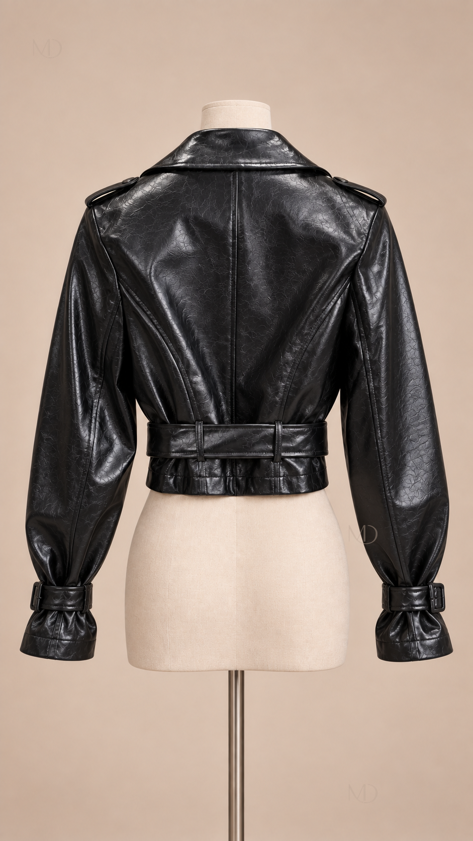 Sloane Cropped Moto Jacket — Black mannequin back