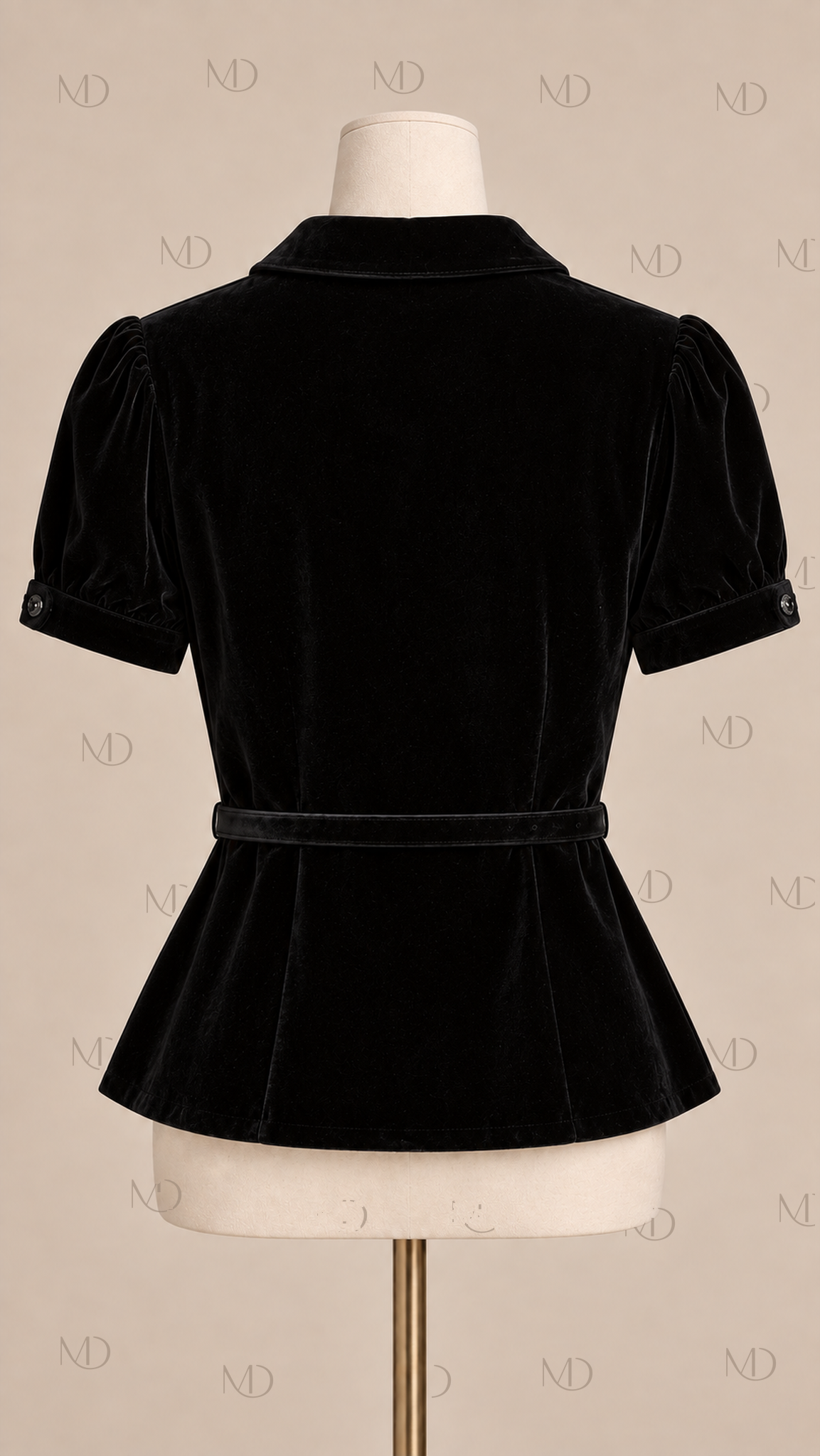 Vivienne Velvet Bow Top — Black mannequin back