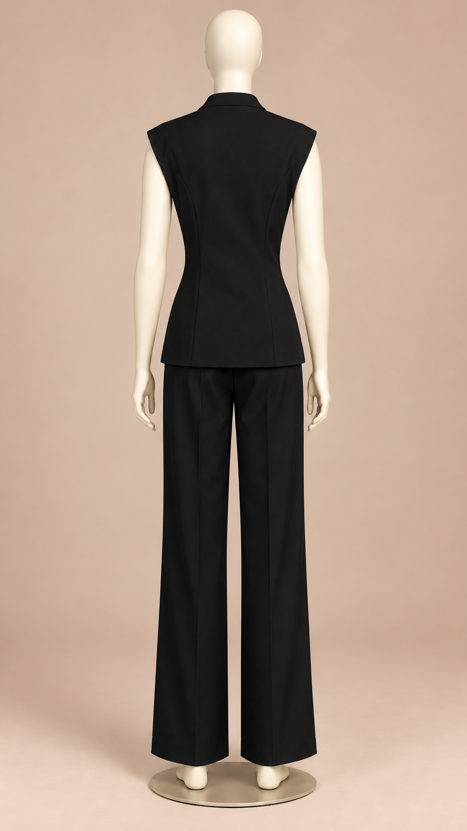 Rosalind Double-Breasted Vest Set — Black mannequin back