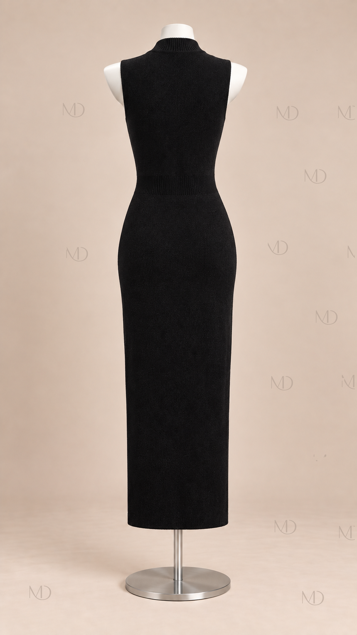 Celine Buttoned Knit Maxi Dress — Black mannequin back