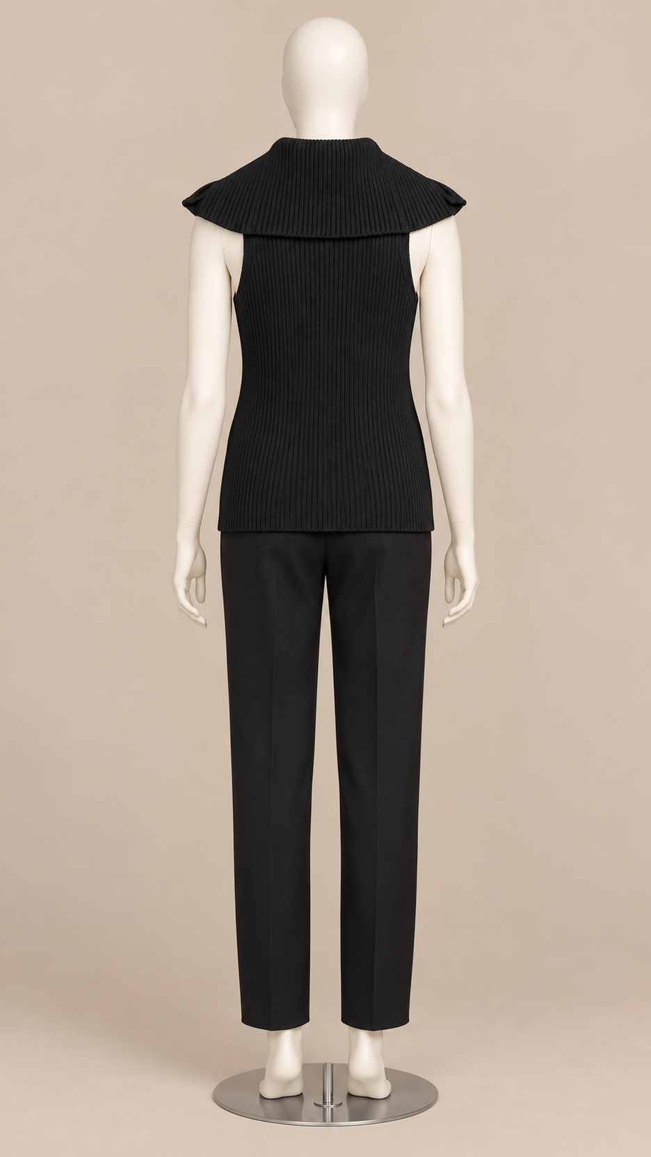 Elowen Wing-Collar Tank — Black mannequin back