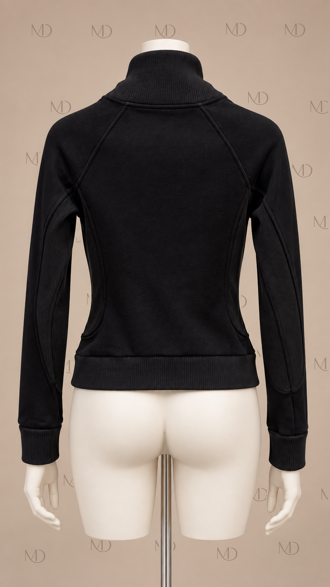 Yuzu Studded Fleece Zip Jacket — Black mannequin back