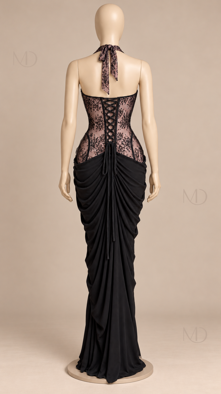 Esterina Corset Maxi — Black mannequin back