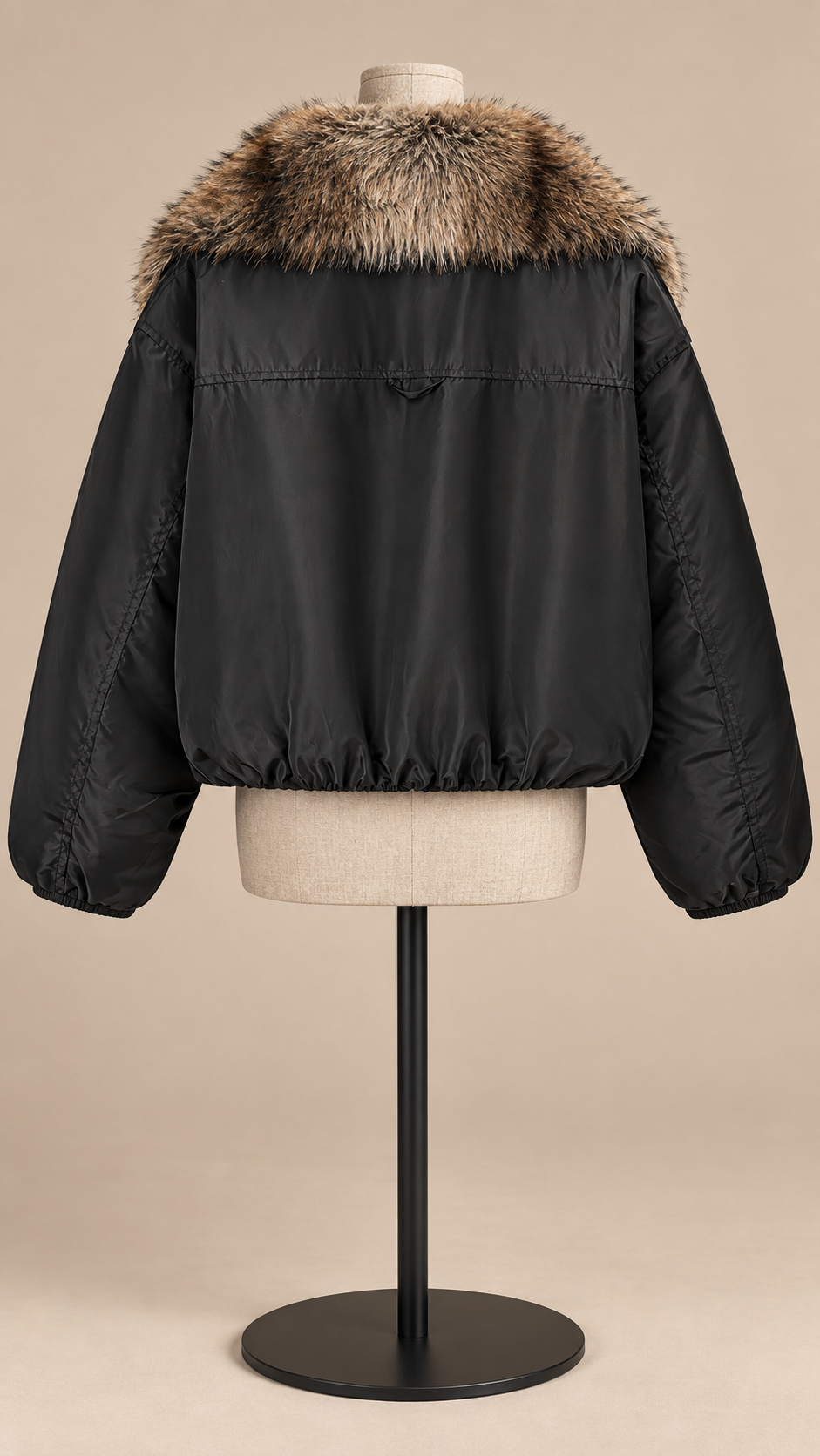 Nova Fur Collar Bomber — Black mannequin back